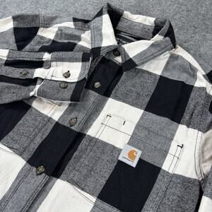 Carhartt Rugged Flex Shirt Womens M Black White Plaid 104974 Relaxed Fit